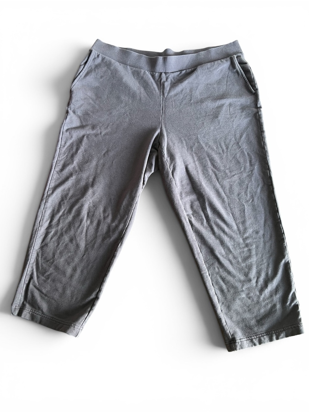 Pure Jill Affinity French Terry Slim Crop Pants Pull On Stretch Size 2X Gray